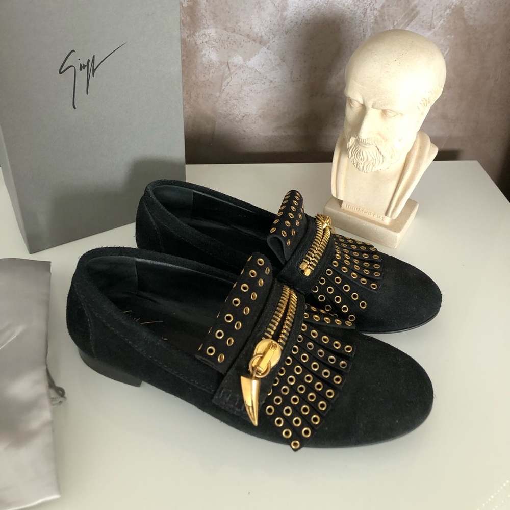 Giuseppe Zanotti black suede loafer. Comes with box and dust bag.